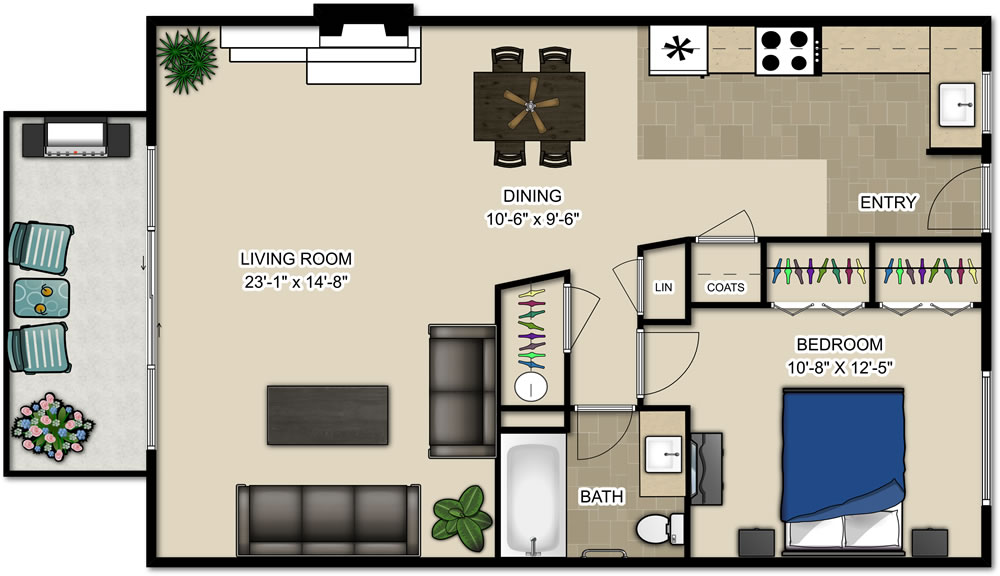 1 bedroom apartments